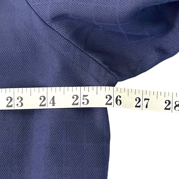 Van Heusen Button Up Dress Shirt Blue Jacquard Checkered Pattern XL 17 1/2 x 35 - Picture 8 of 11